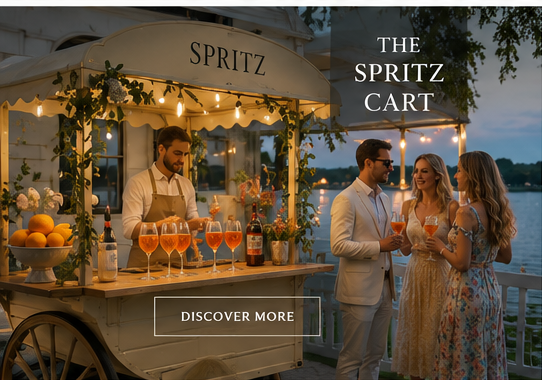 The Spritz Cart serving drinks beside the water